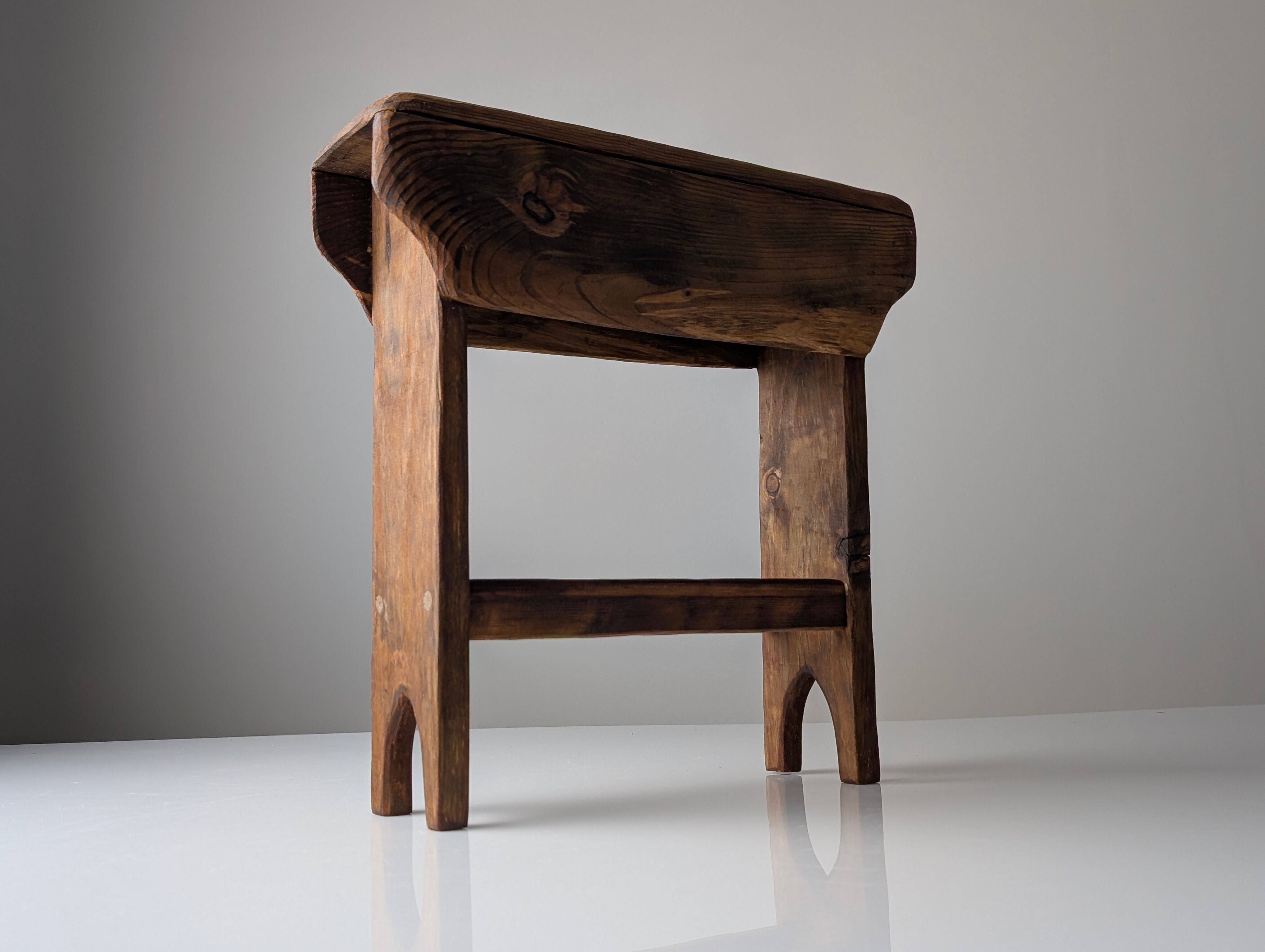 Wabi Sabi pine wood cowboy style stool, 1970s