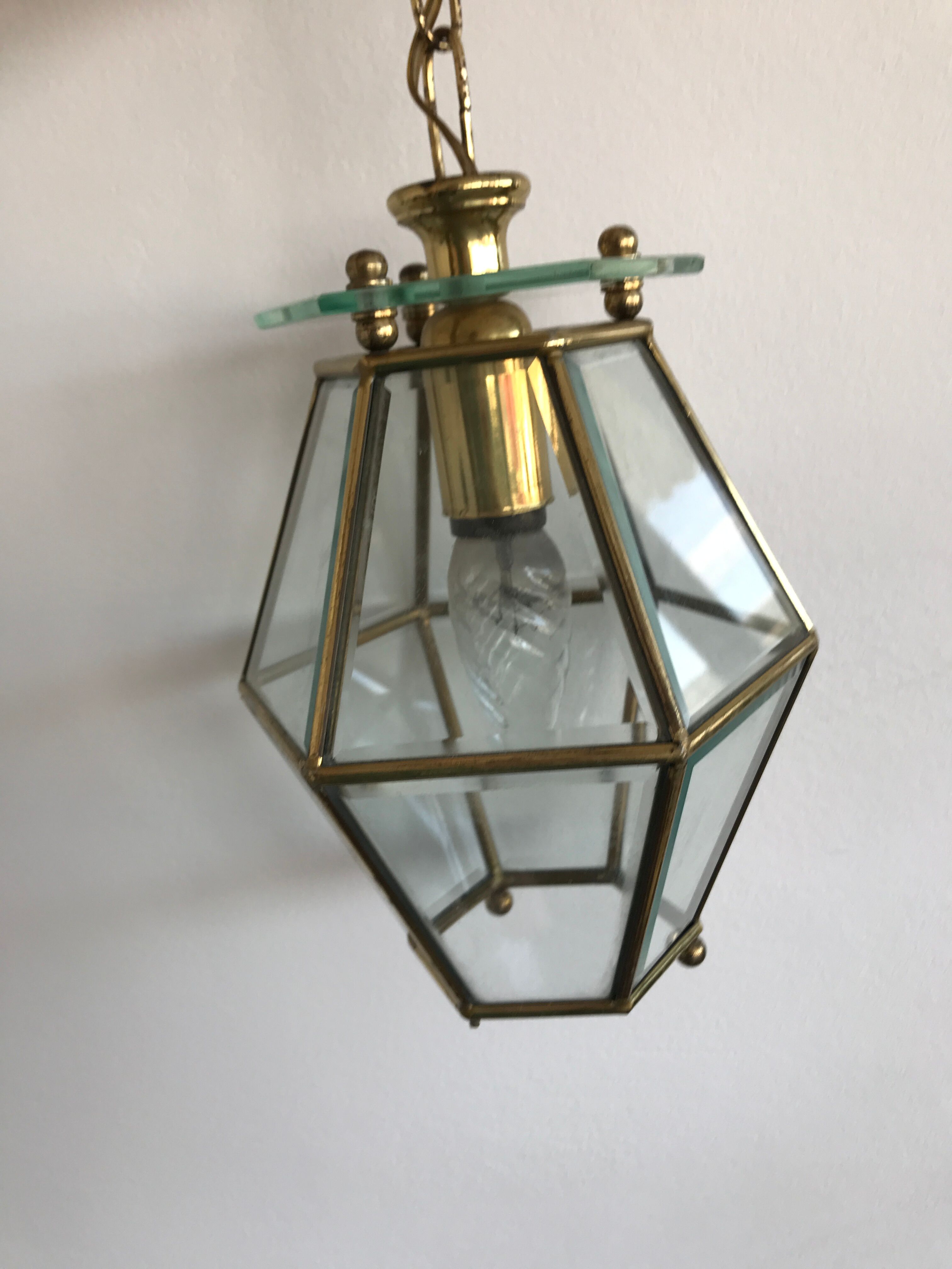 Lantern in glass and brass