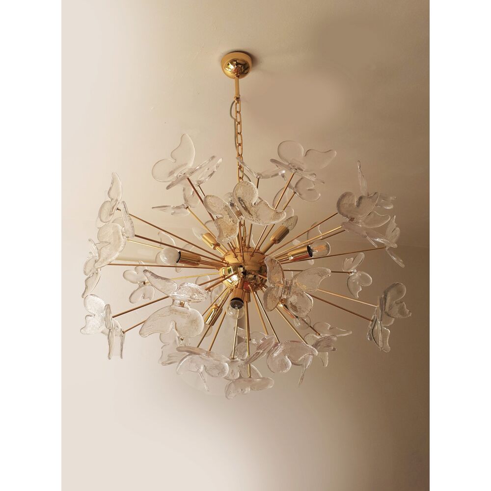 Suspension ovale en verre de murano