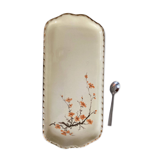 vintage cake dish, cherry blossoms, Salins