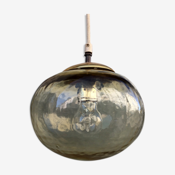 Small amber blown glass ball hanging 1950