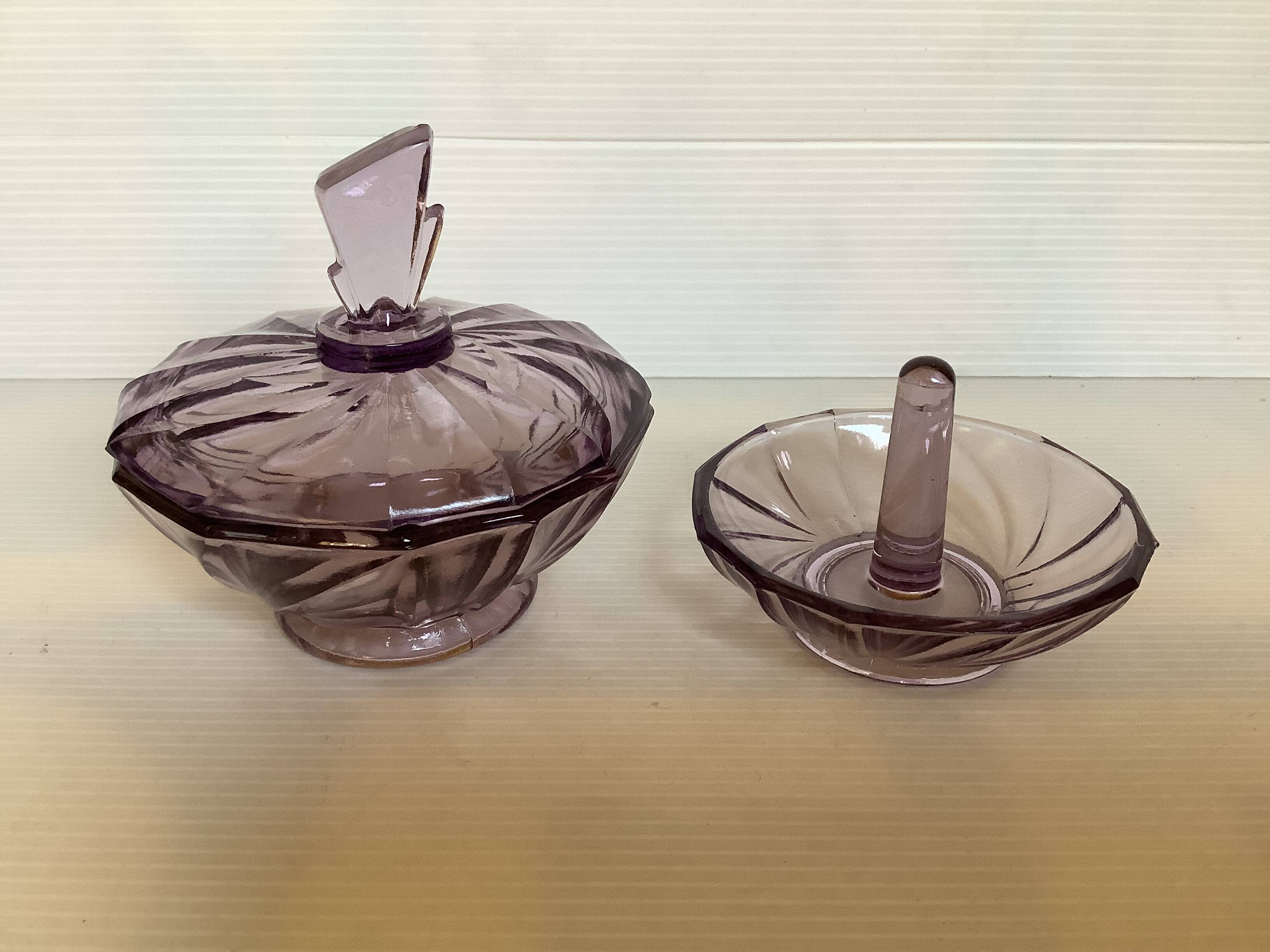 Art Deco Purple Jewelry Box and Ring Sizer