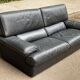 Canapé 3 places en cuir noir design de luxe suisse de Sede DS-47 années 70