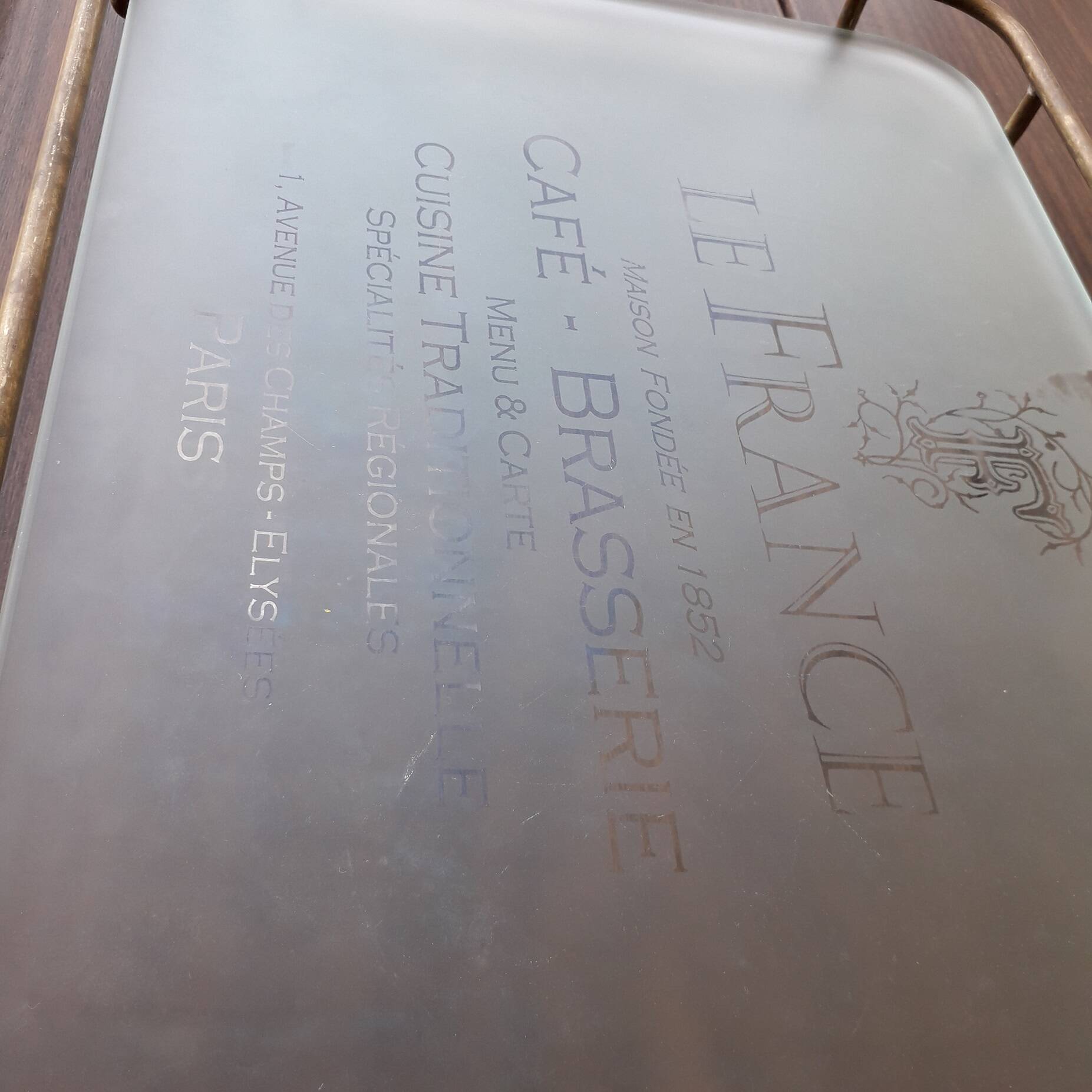 Glass and metal tray "Le France"