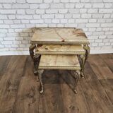 Regency style nesting tables onyx and brass