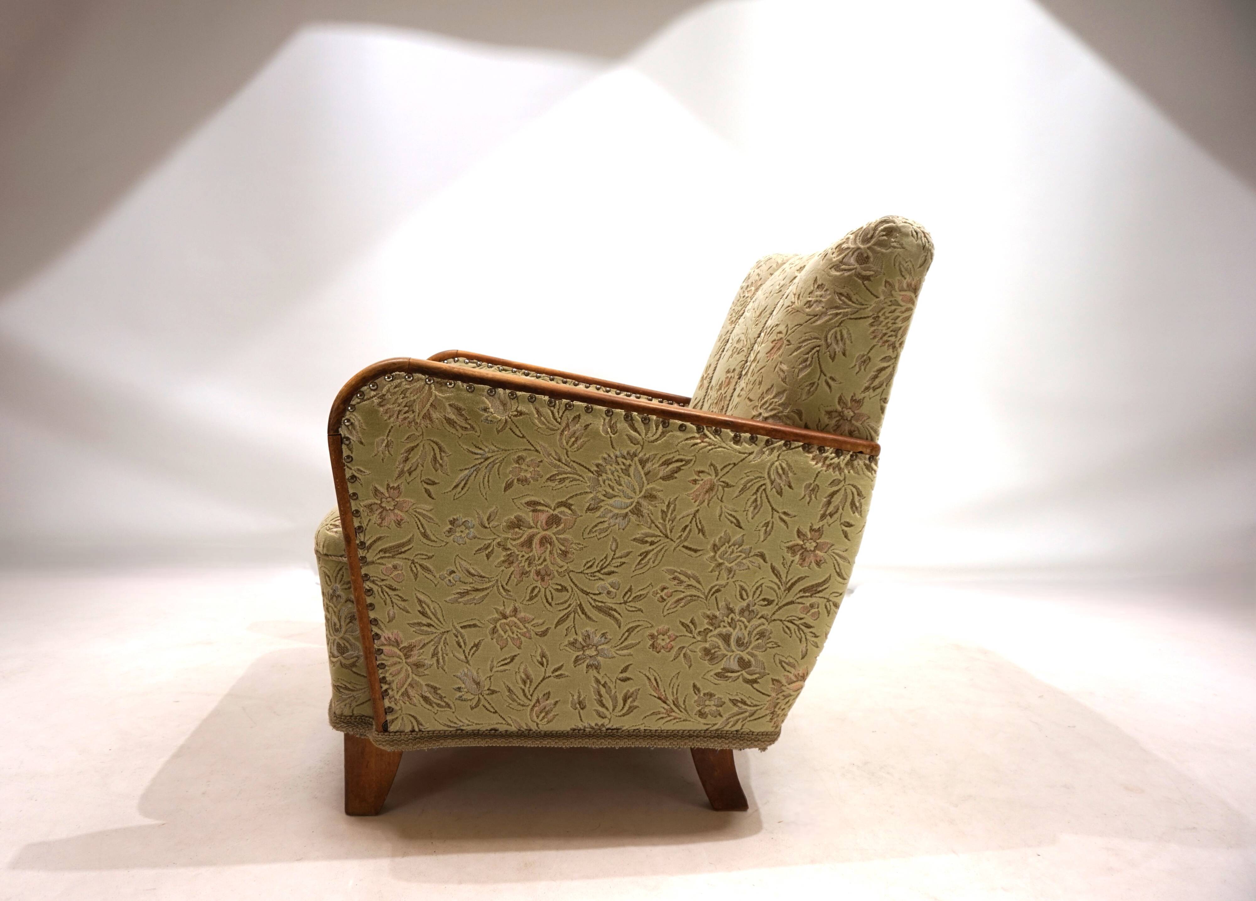 Fauteuil de salon Art Déco en jacquard de velours, 1930