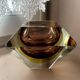 Ashtray or coin tray murano amber and brown by flavio poli