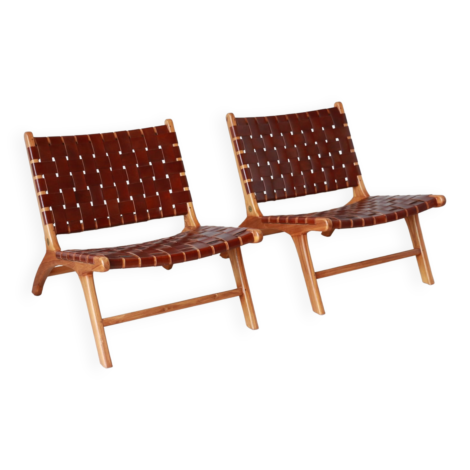 Pair of Teak & Leather heaters - model "Los Angeles" - Olivier de Schrijver