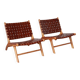 Pair of Teak & Leather heaters - model "Los Angeles" - Olivier de Schrijver