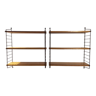 Scandinavian wall shelves teak & metal, 1960s
