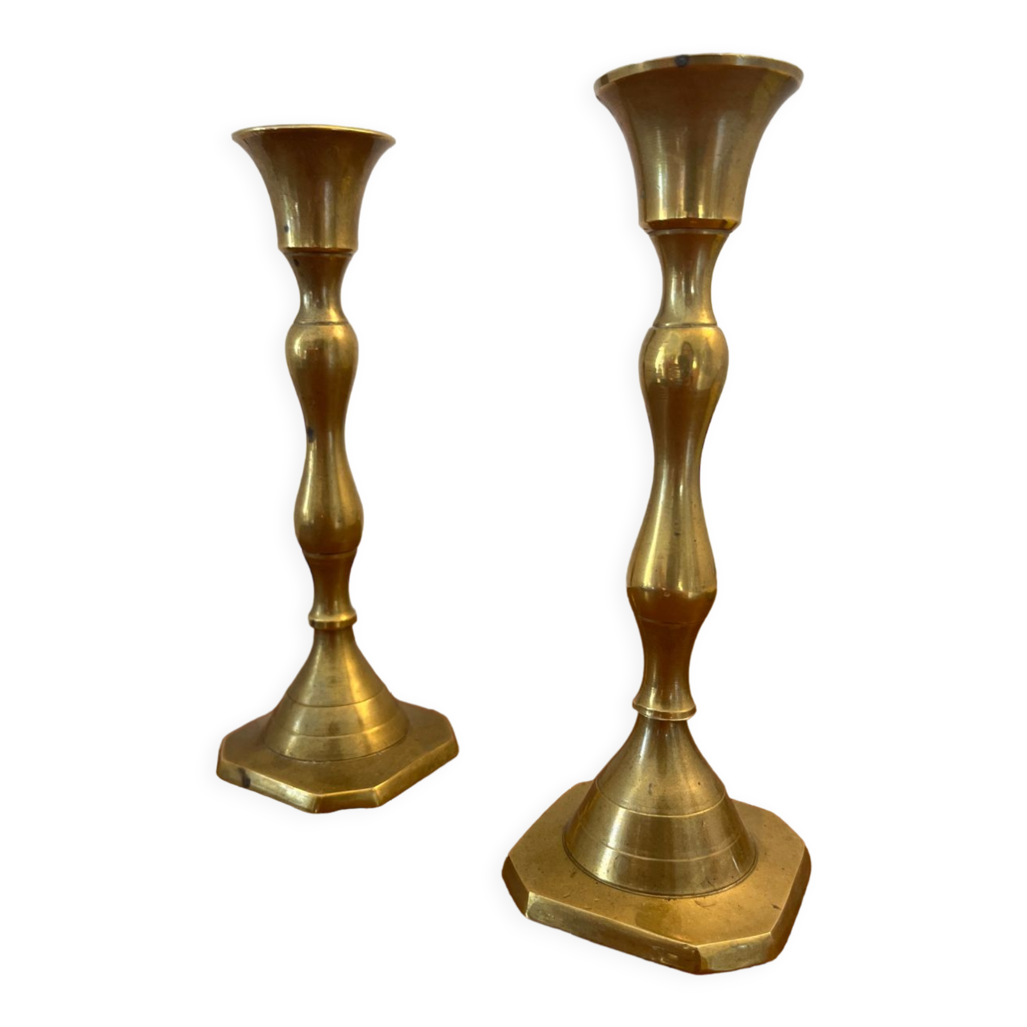 Pair of brass candle holders