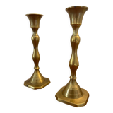 Pair of brass candle holders