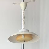 Vintage white metal pendant light - up and down system - Space Age Design