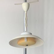 Vintage white metal pendant light - up and down system - Space Age Design