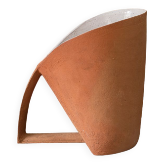 Emidio Galassi, modernist ceramic pitcher partially glazed