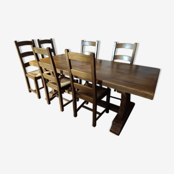 Solid wooden table with 6 chairs