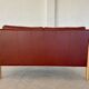 VINTAGE DANISH MID CENTURY DARK COGNAC LEATHER 2 SEATER STOUBY SOFA