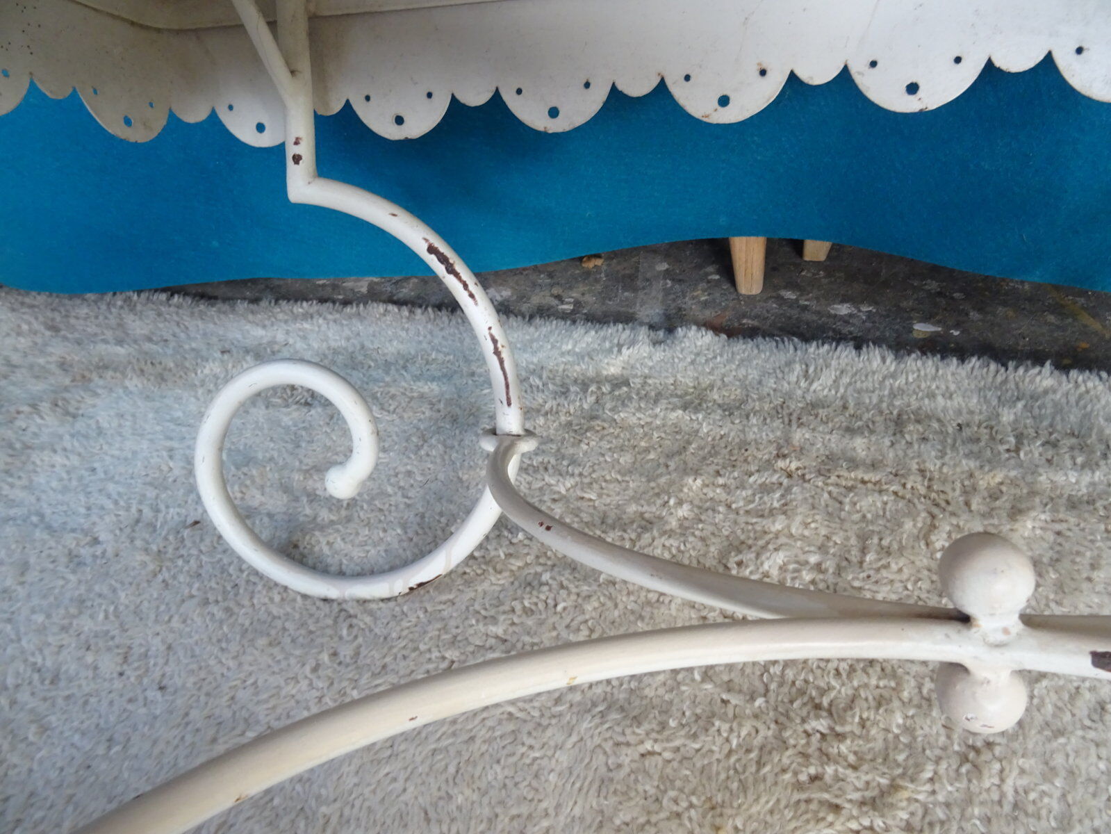 Wrought iron coffee table wooden top