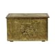 Large Repoussé Chest Coal Fireplace Brass Wood Early 20th Century