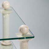 Table basse en travertin et verre signée Philippe Barbier années 70