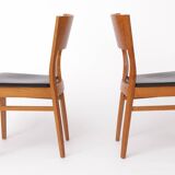 Set of 4 Italian Chairs by DAL1923, 1980s, Elm Wood, Black Faux Leather