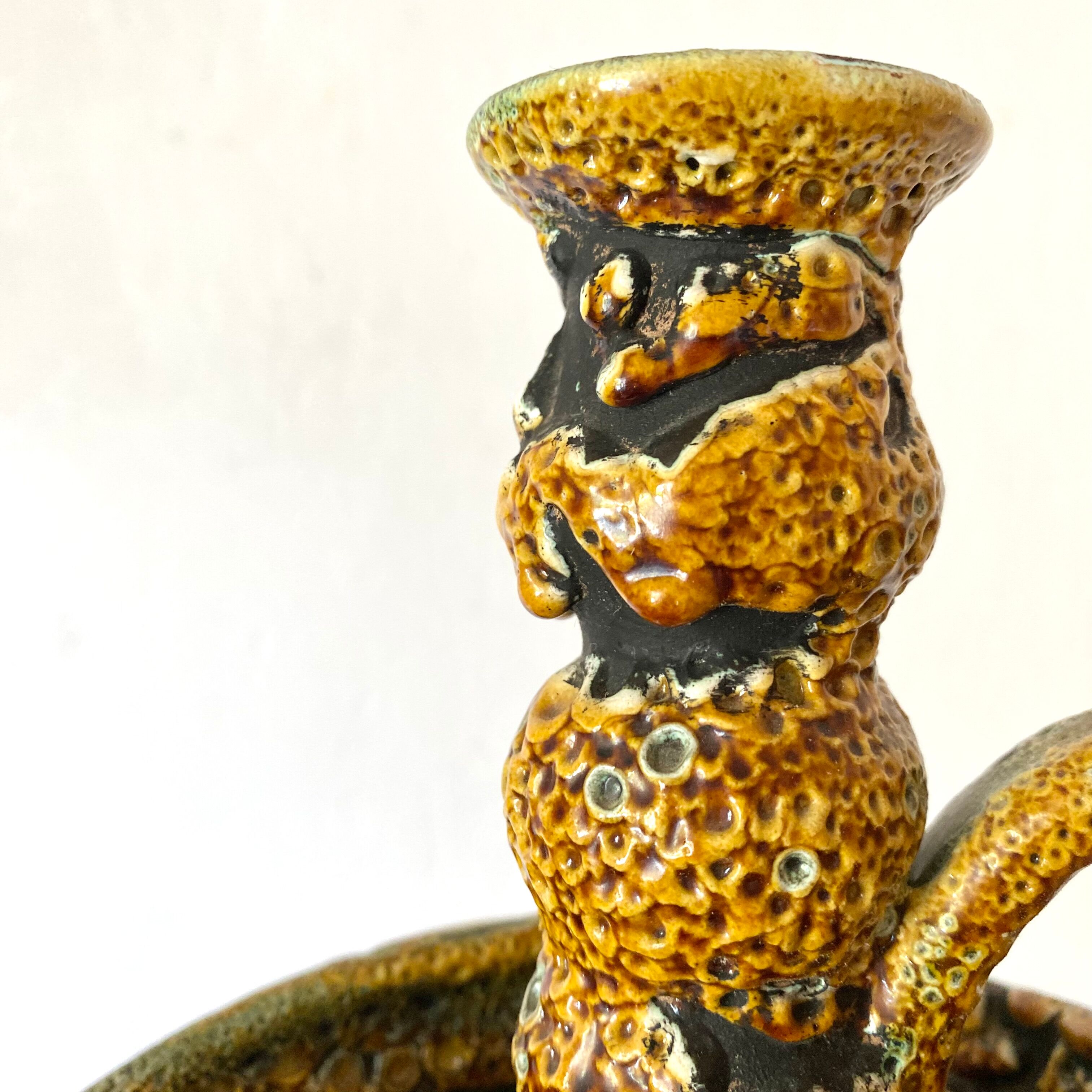 Fat lava ceramic candle holder, 1970s