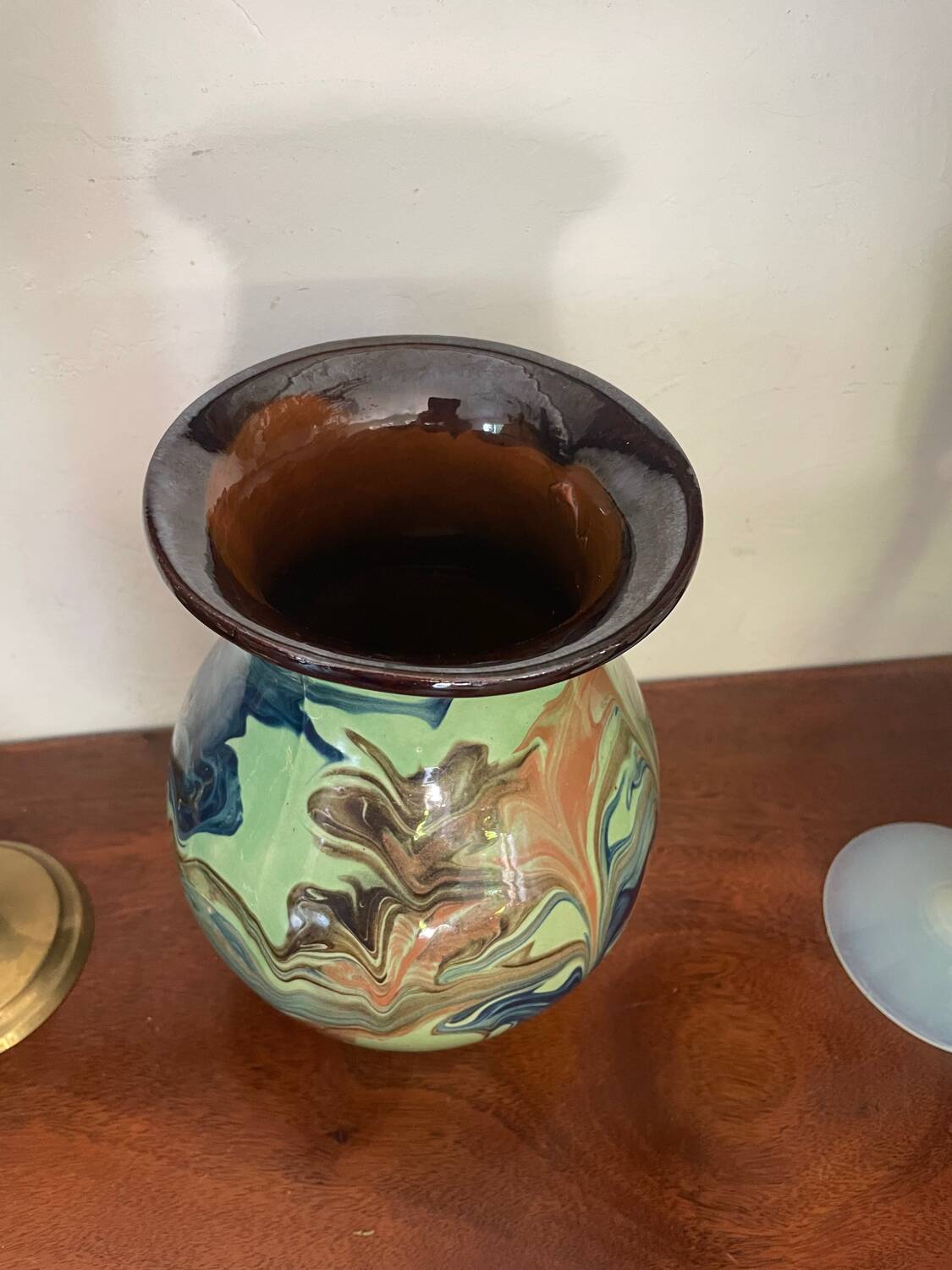 Vintage flamed glazed terracotta vase