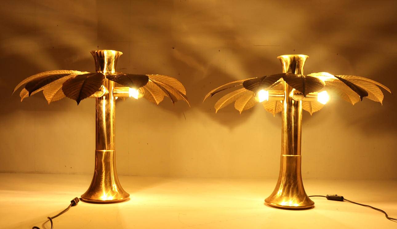Carlo Giorgi. 2 sculptural lamps/table lamps by Carlo Giorgi for Bottega Gadda, model: Ippocastano, Italy, 1970s.