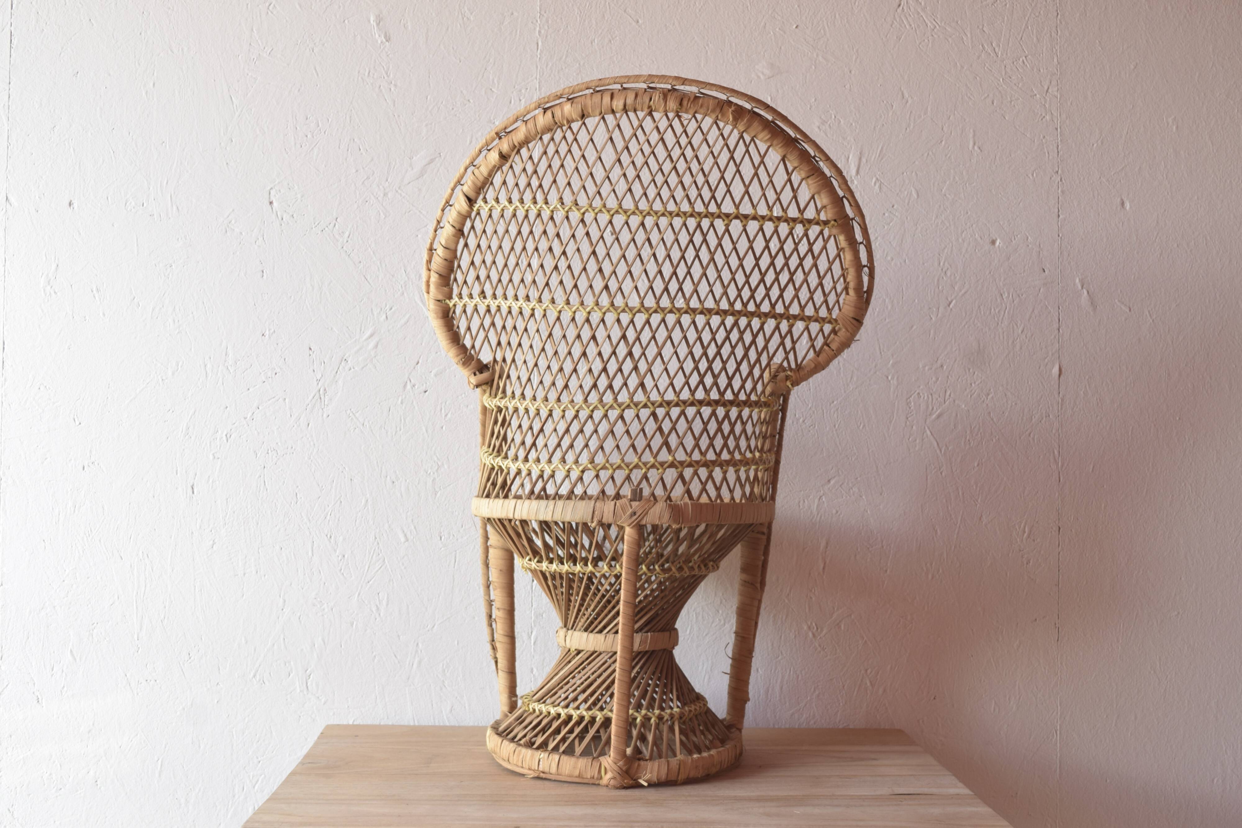 Miniature Peacock Armchair - Large Emmanuelle Rattan Doll Armchair - 65 cm