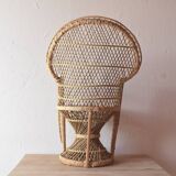 Miniature Peacock Armchair - Large Emmanuelle Rattan Doll Armchair - 65 cm
