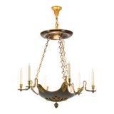 Maison Baguès. Lustre de style Empire en bronze doré. Années 1950.