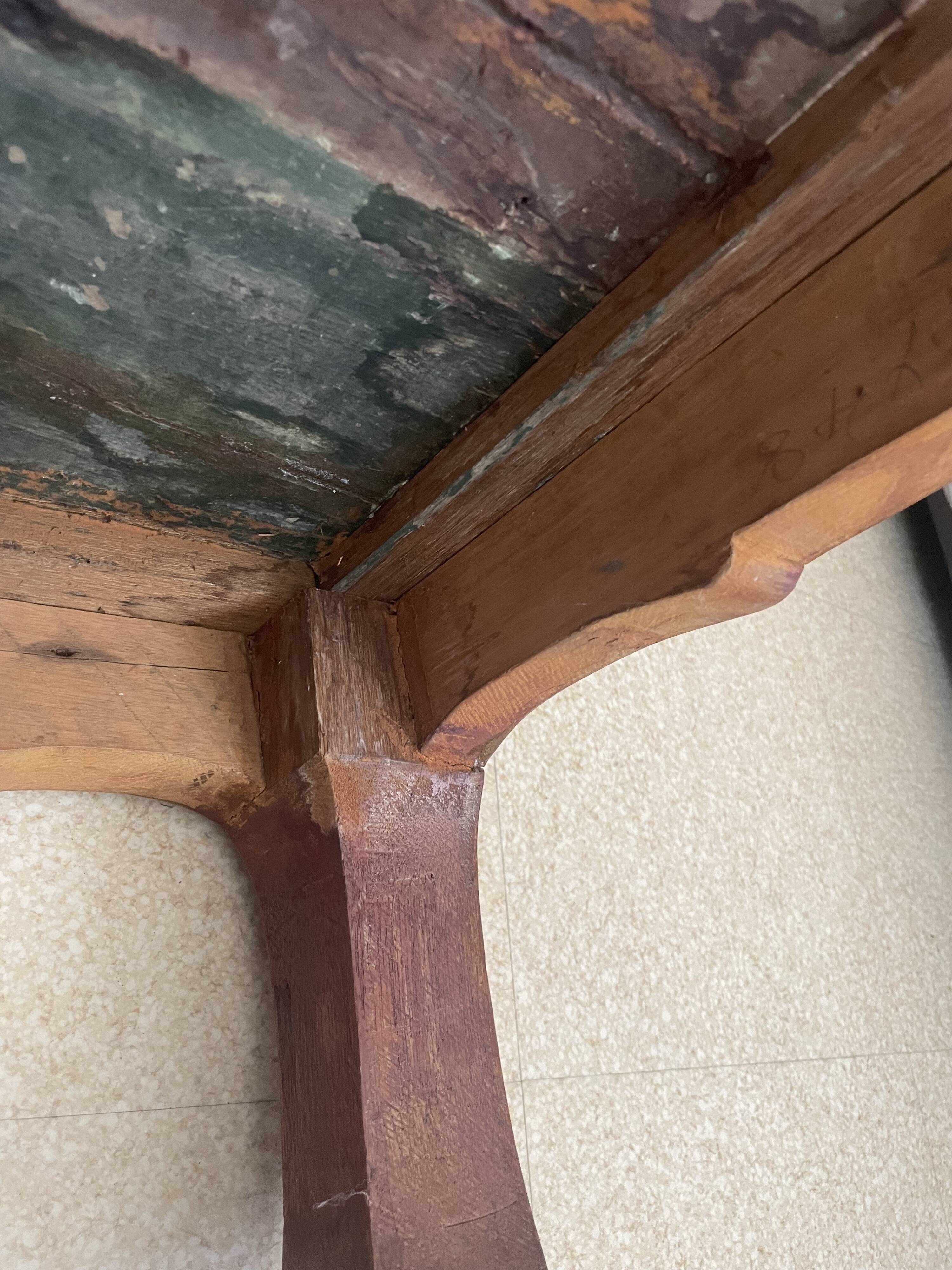 Ancient Chinese kang table – solid elm, horse hoof legs
