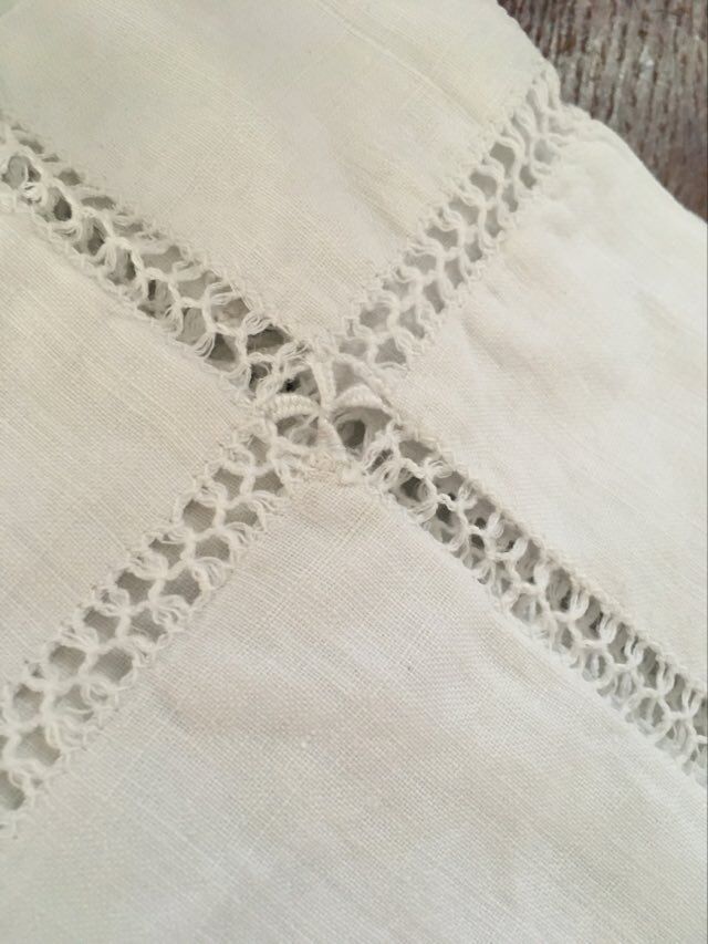 Old pillow taie in L B monogrammed cotton.