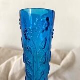 Vase soliflore ancien en verre bleu cobalt