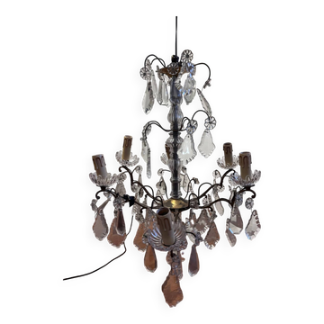 Lustre à Pampilles époque début XXeme 6 feux