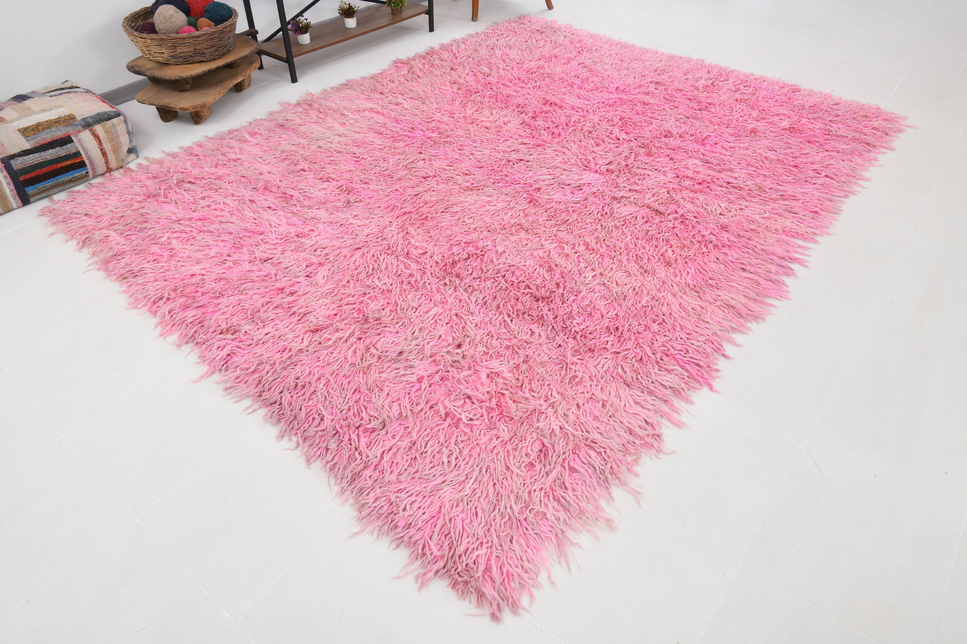 8x11 dusty pink anatolian vintage rug,243x334cm