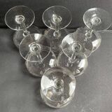 6 ½ crystal guilloché champagne glasses – Art nouveau