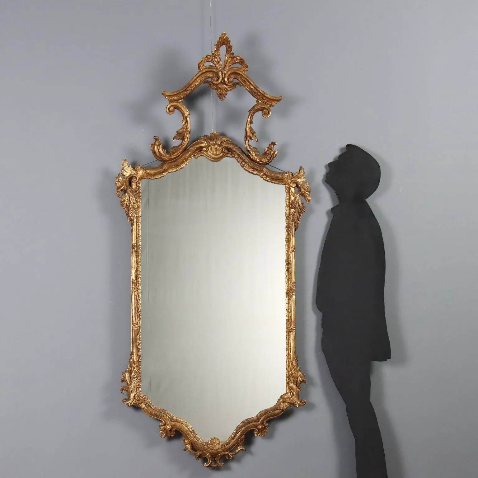 Antique carved and gilded wooden mirror, Italy, 19th century