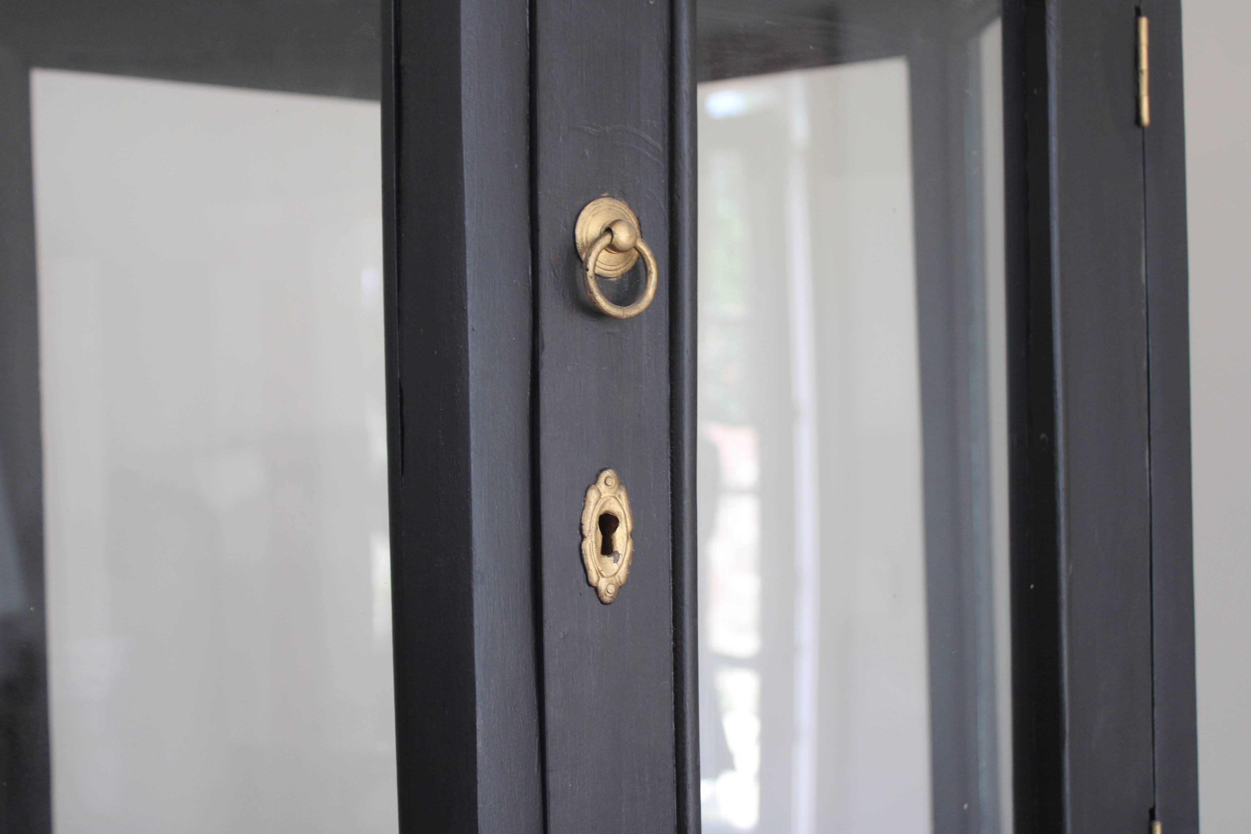 Antique black hexagonal display cabinet – 180 cm