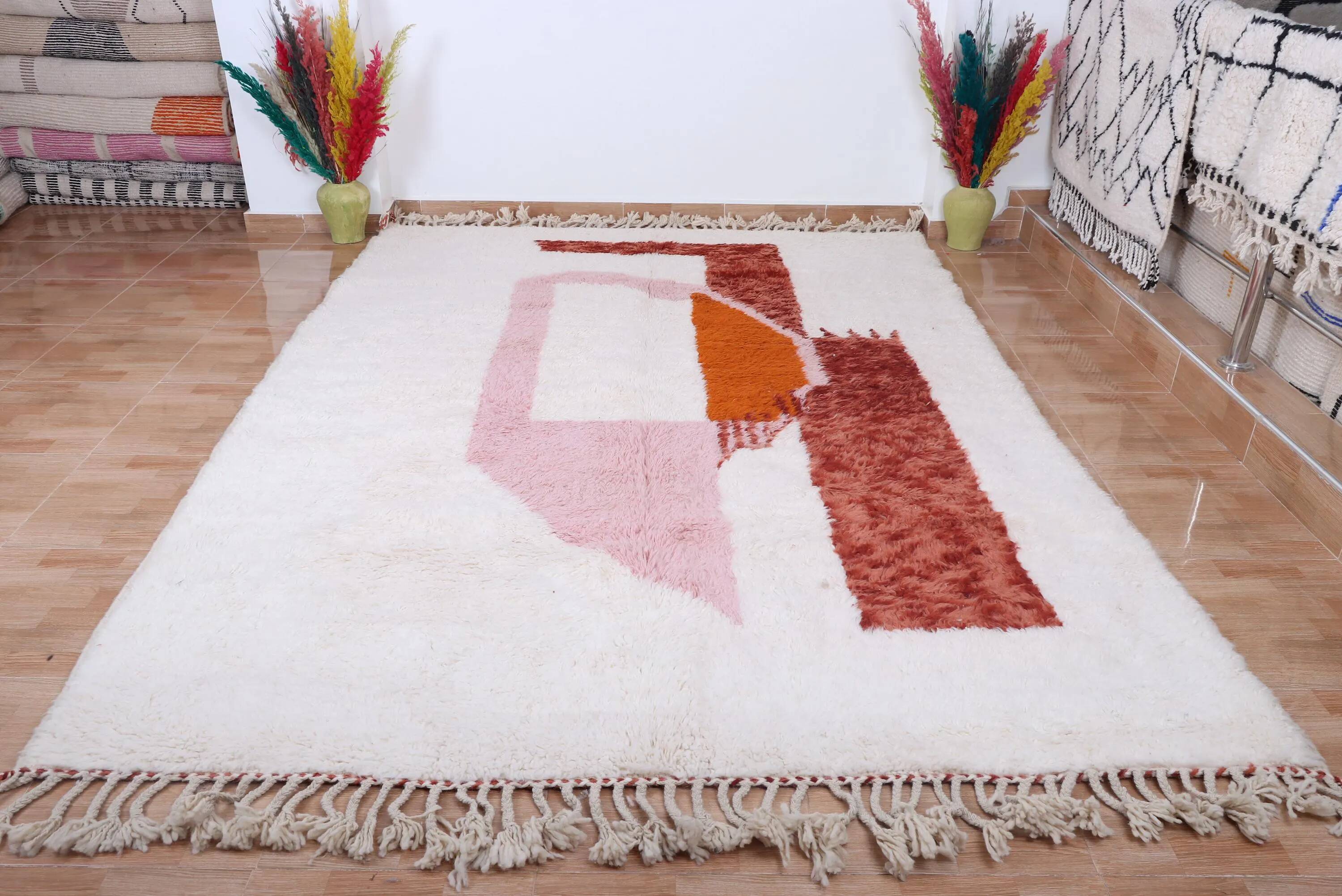 Unique natural wool Moroccan rug 3x2 m