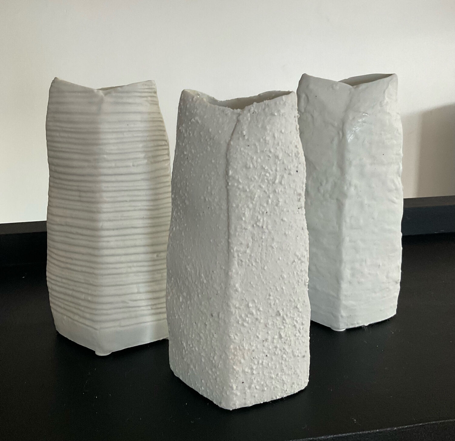 Trio of vintage porcelain vases