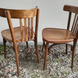 Pair of curved wooden bistro chairs