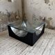 Table basse socle moulé et chrome, années 70