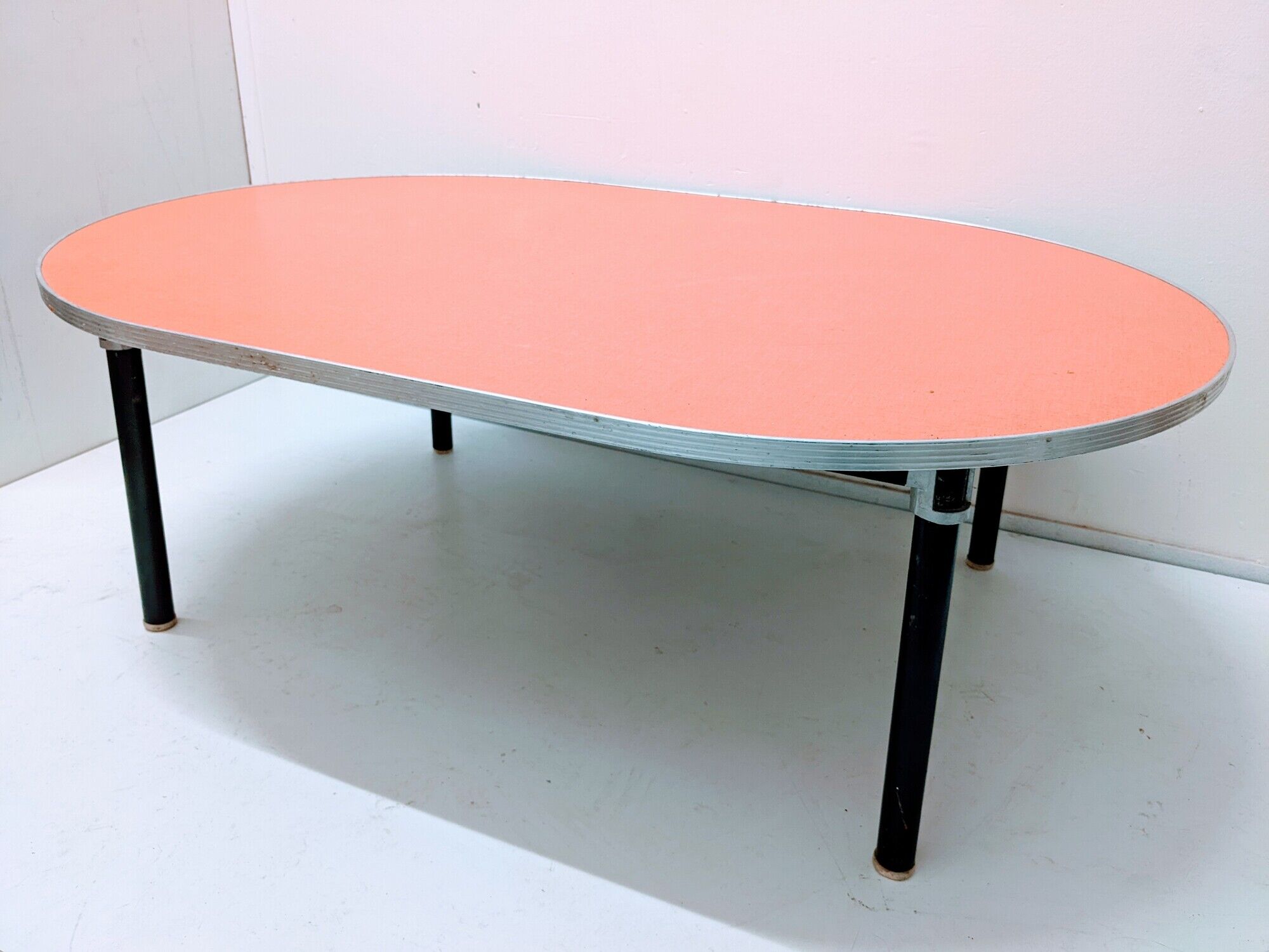 Vintage coffee table in formica / industrial style metal steel