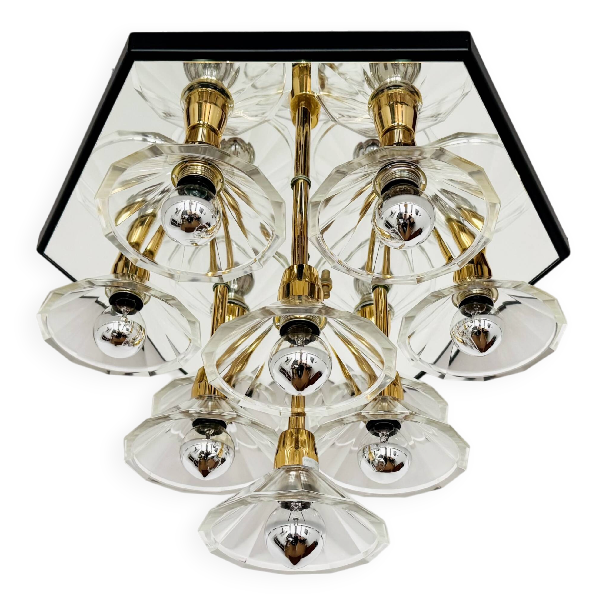 Lustre encastré en verre bicolore des années 1980 par F. Fabbian