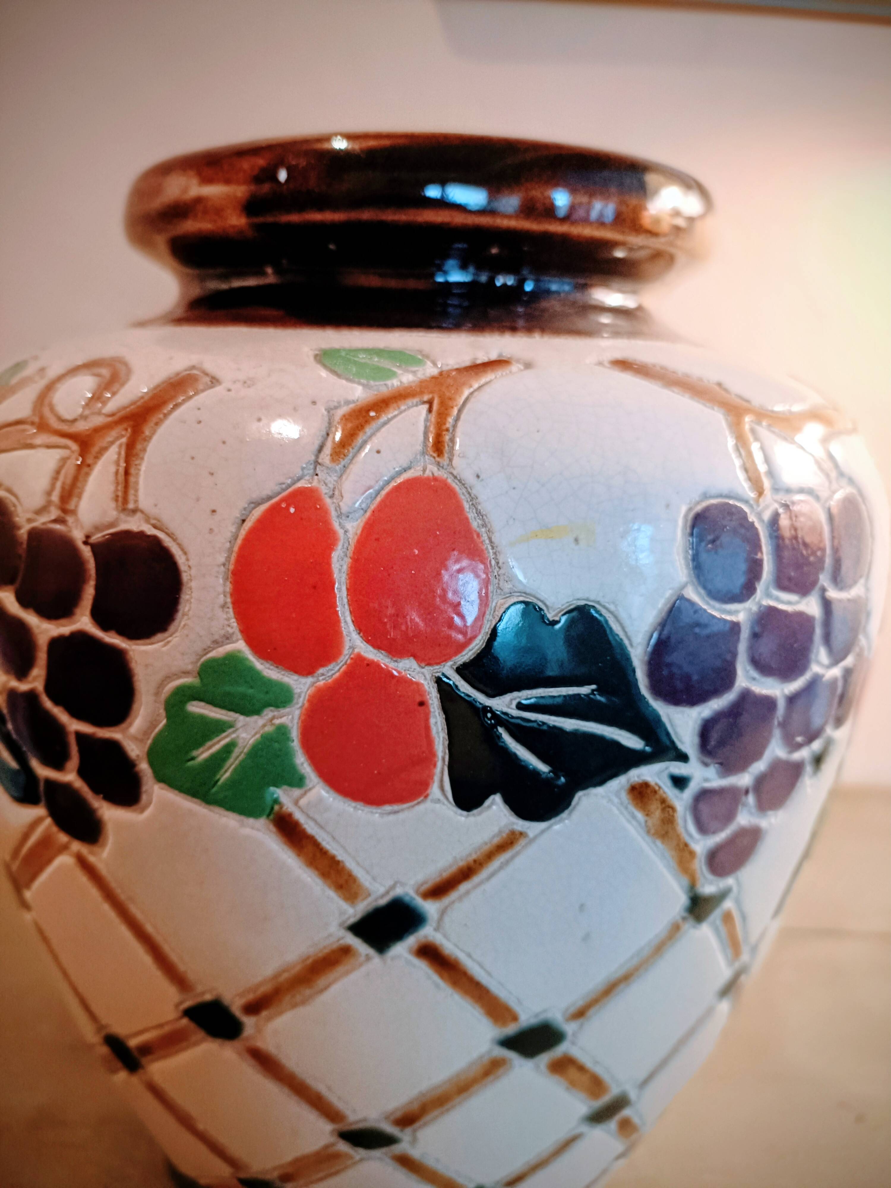 Cloisonné ceramic round vase