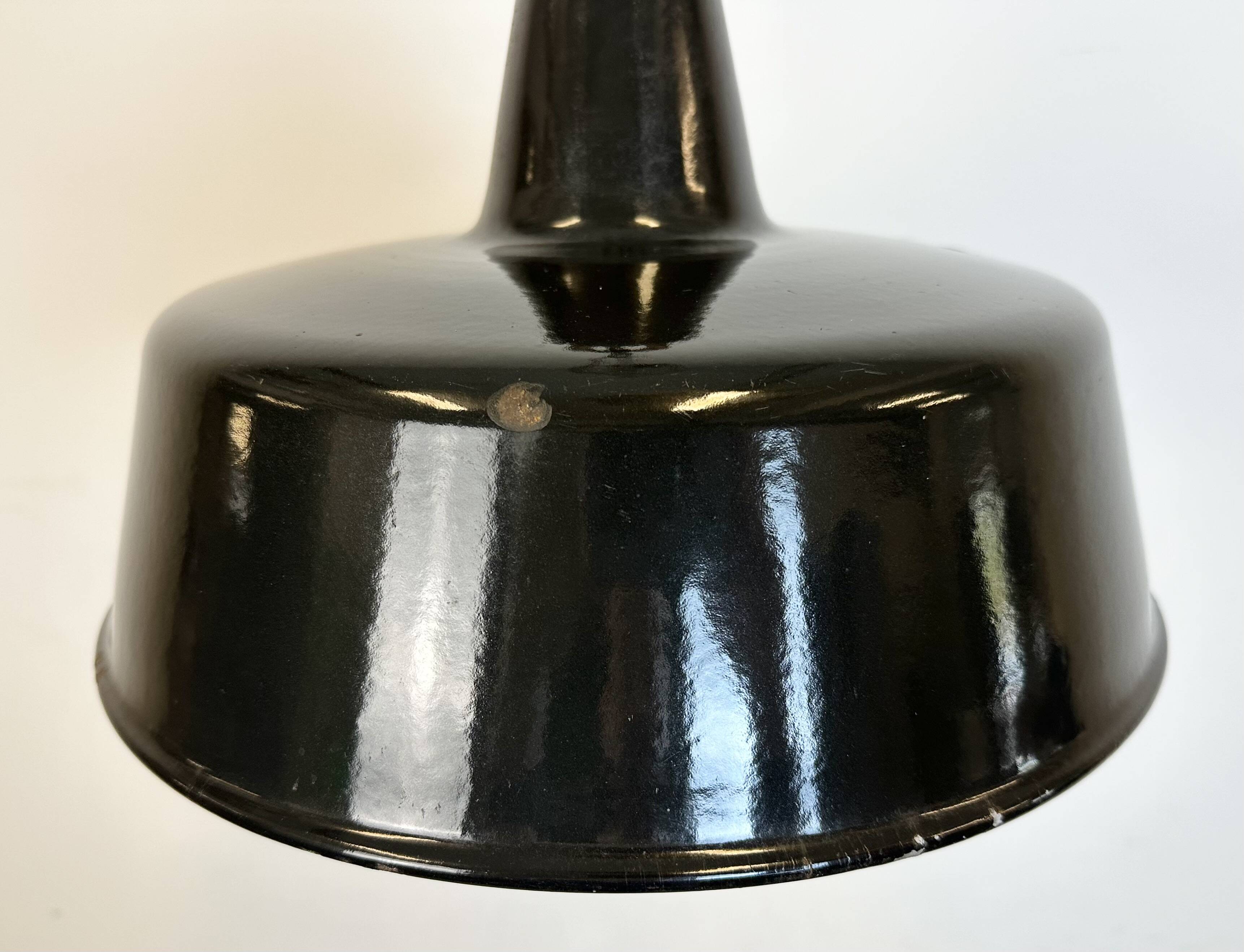 Black enamel industrial pendant lamp, 1950s