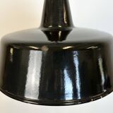 Black enamel industrial pendant lamp, 1950s