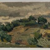 OIL ON CARDBOARD BY JEAN DENIS MALCLES LANDSCAPE 1933