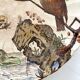 Antique polychrome ironstone plate with bird motif "Aquatic" SF&co